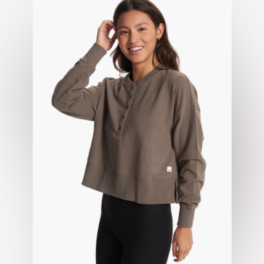 Vuori Laguna Henley in Cocoa Brown, Size Small - Picture 2 of 6